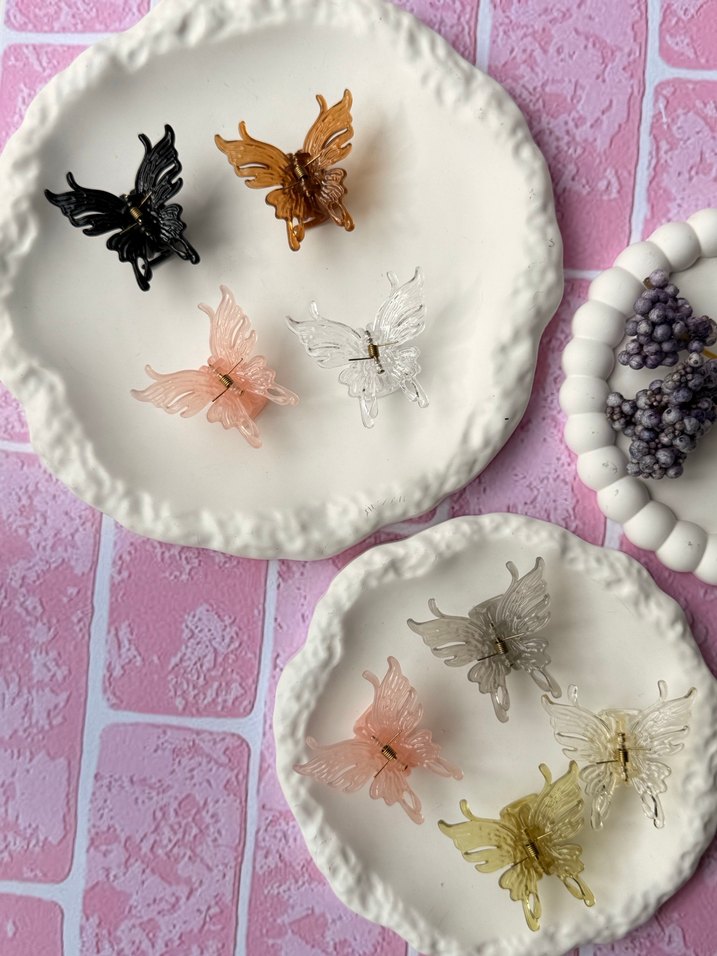 Renkli Dantel Detaylı Kelebek Toka Seti 4lü - Görsel 3