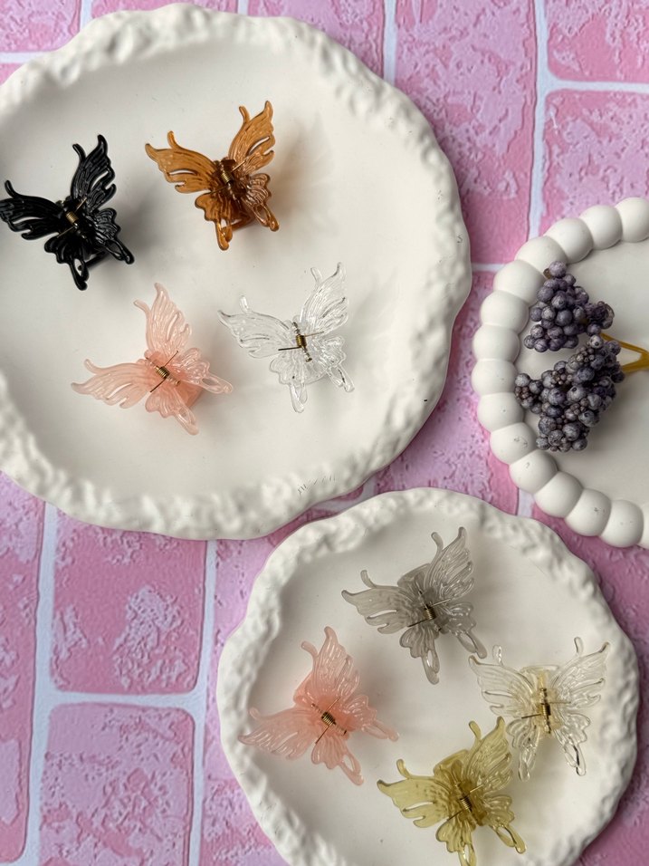 Renkli Dantel Detaylı Kelebek Toka Seti 4lü - Görsel 4