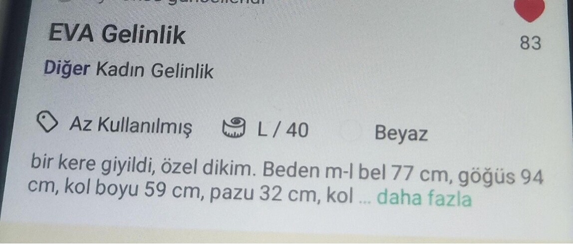 l Beden beyaz Renk Eva gelinlik