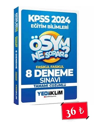 YEDİİKLİM EĞİTİM BİLİMLERİ ÖSYM NE SORAR 8 DENEME SINAVI 2024 BA
