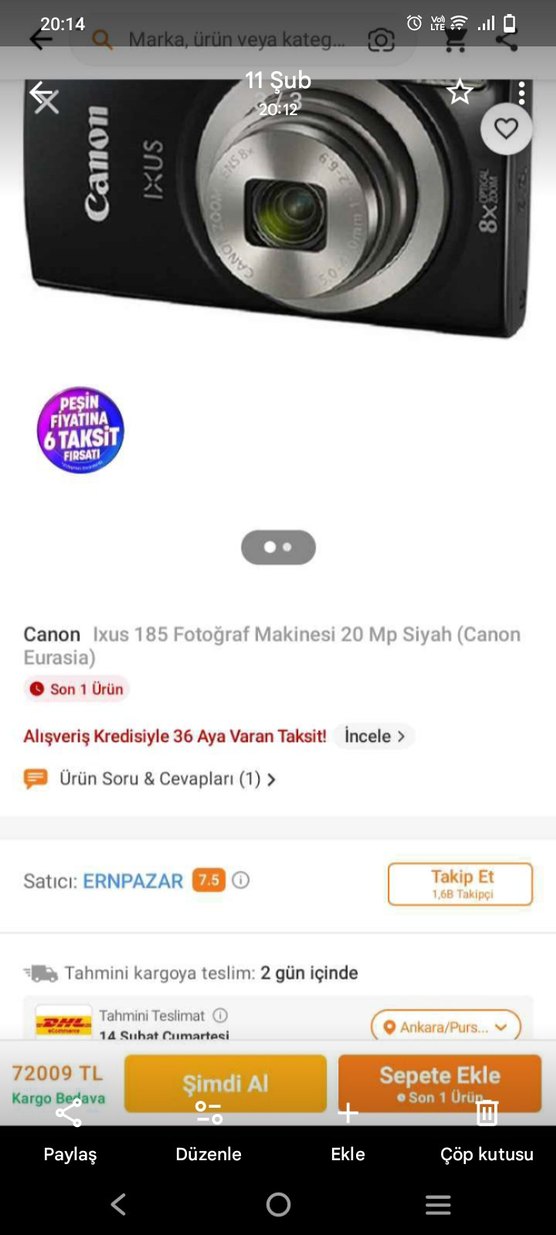 Canon Siyah Dijital Fotoğraf Makinesi - Görsel 3