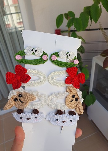 Renkli Nakışlı Dantel Çocuk Toka Seti