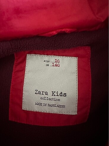 10 Yaş Beden bordo Renk Zara erkek çocuk mont
