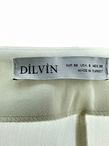 36 Beden beyaz Renk Dilvin Kumaş Pantolon %70 İndirimli.