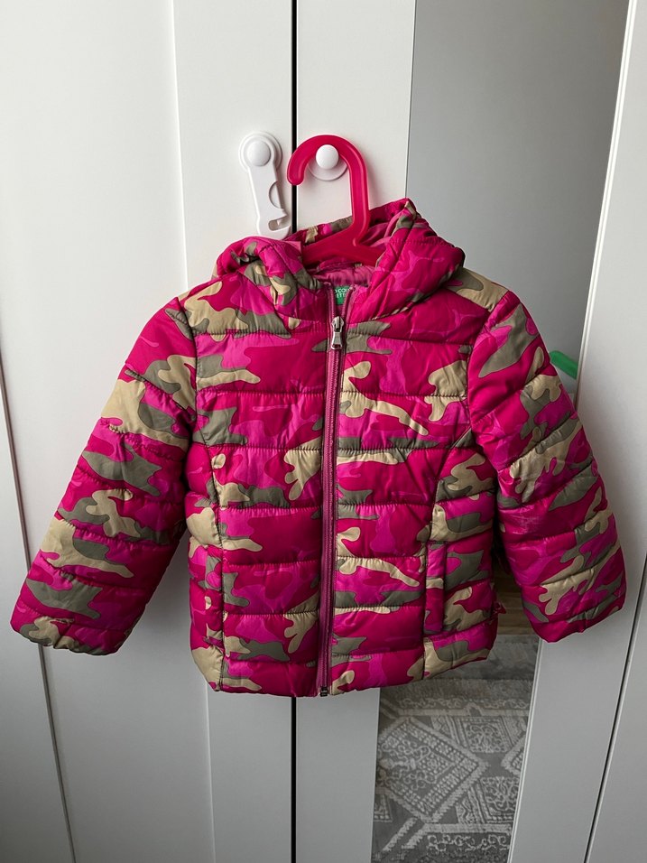 Kız Çocuk Pembe Kamuflaj Mont - Görsel 4