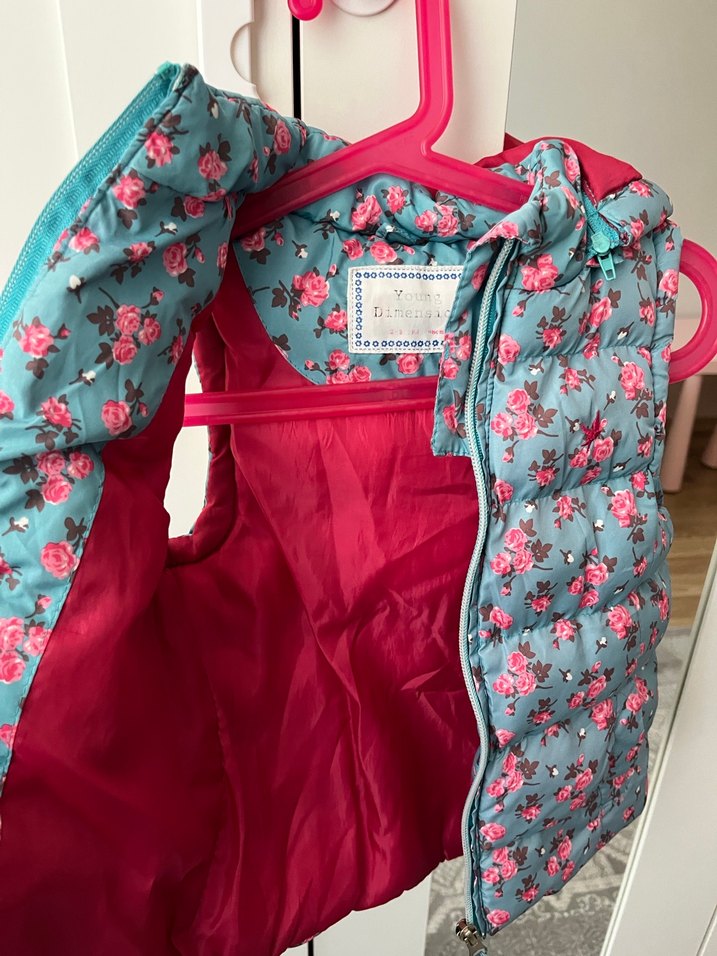 Çiçek Desenli Fermuarlı Kız Yeleği - Görsel 2