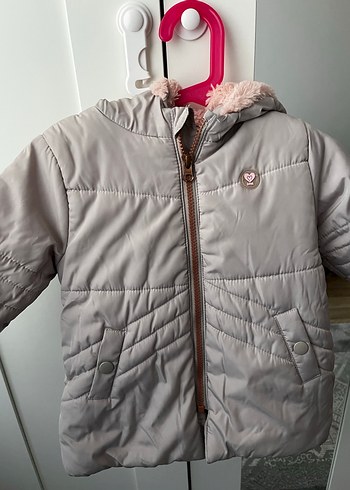 Kız Çocuk Gri Fermuarlı Kaban - Görsel 3