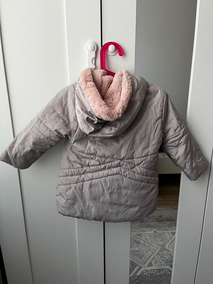 Kız Çocuk Gri Fermuarlı Kaban - Görsel 2