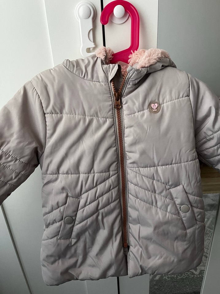 Kız Çocuk Gri Fermuarlı Kaban - Görsel 3