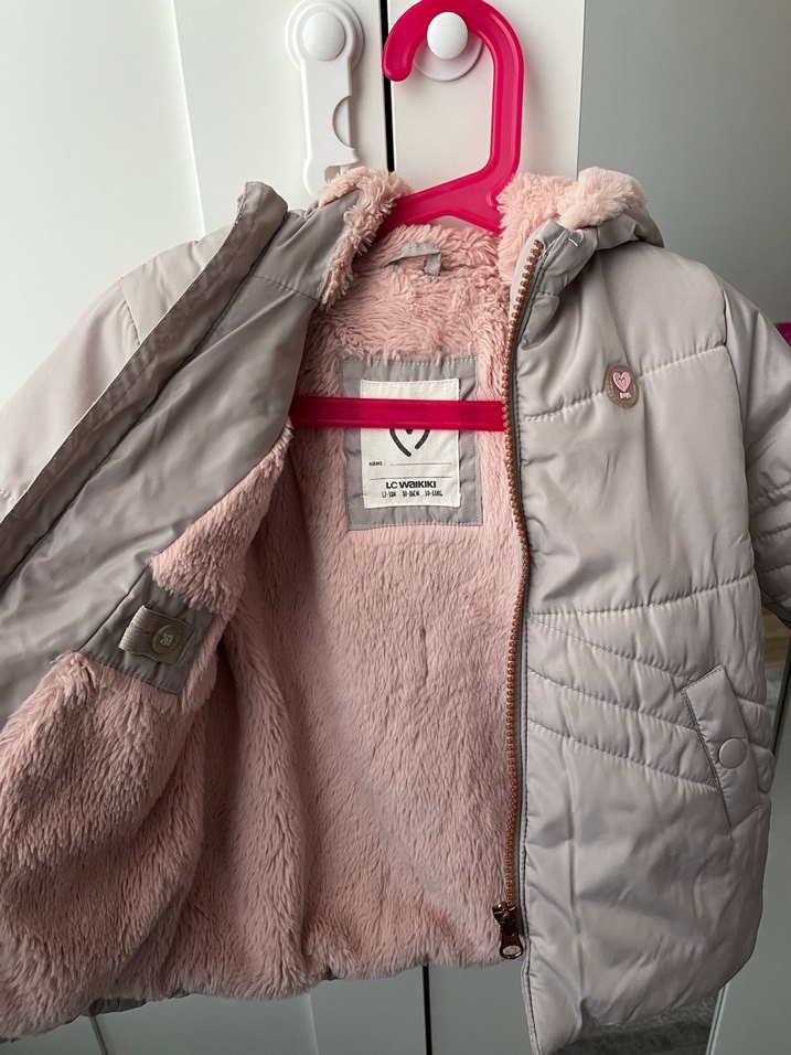 Kız Çocuk Gri Fermuarlı Kaban - Görsel 4