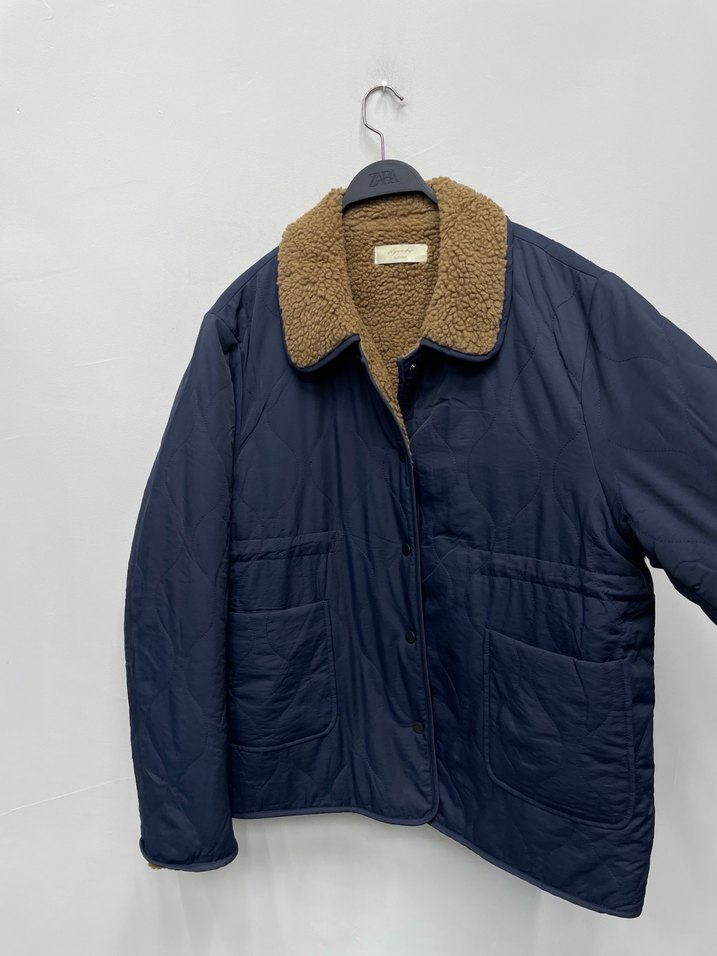 Kore Orijinal Teddy Yün Polarlı Yakalı Kışlık Kapitone Mont - Görsel 4