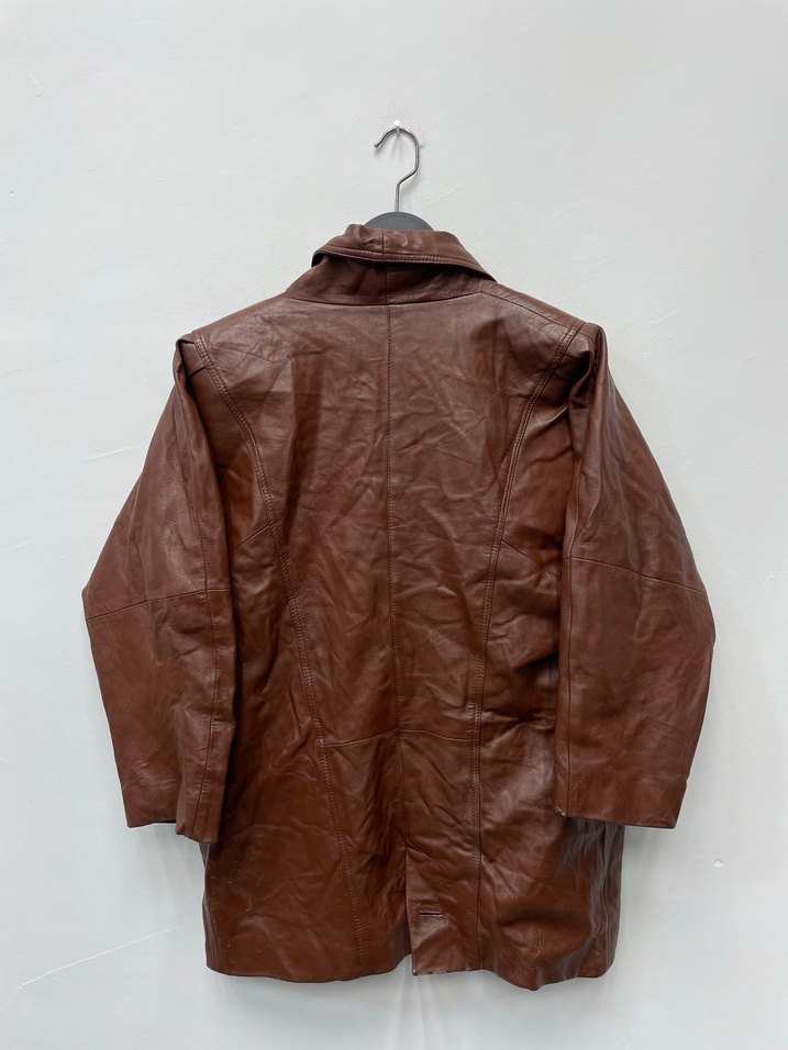 Kadın Kahverengi Hakiki Deri İtalya Mont - Görsel 5