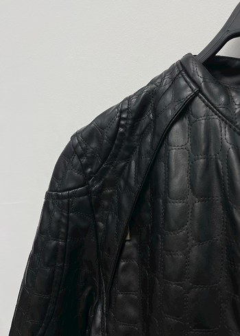 Kadın Siyah Hakiki Deri Biker Ceket - Görsel 4