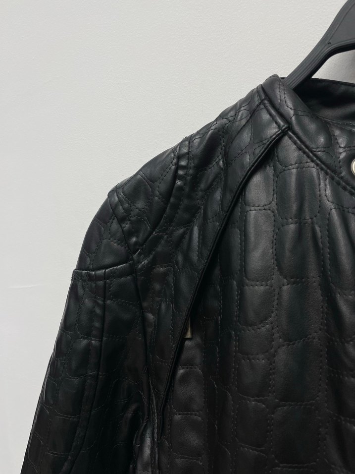 Kadın Siyah Hakiki Deri Biker Ceket - Görsel 4