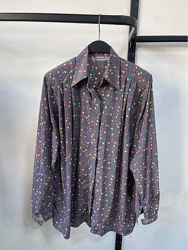Vintage Oversize Desenli Yazlık Gömlek