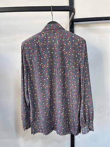 l Beden Vintage Oversize Desenli Yazlık Gömlek