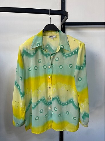 Vintage Oversize Desenli Yazlık Gömlek