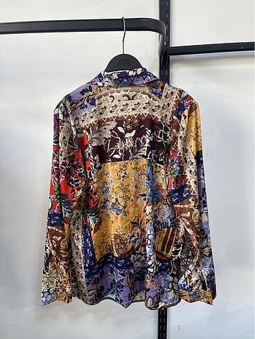 s Beden Vintage Oversize Desenli Yazlık Gömlek
