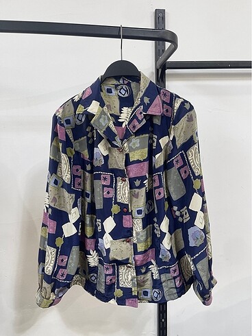 Vintage Oversize Desenli Yazlık Gömlek