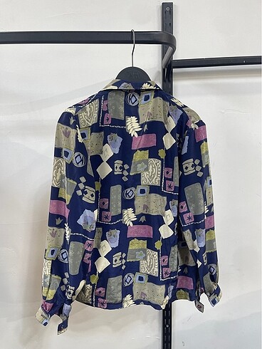 m Beden Vintage Oversize Desenli Yazlık Gömlek