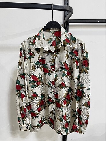 Vintage Oversize Desenli Yazlık Gömlek