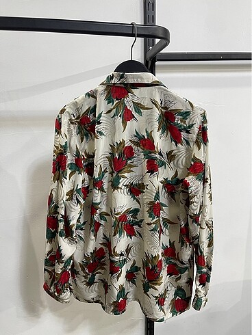 m Beden Vintage Oversize Desenli Yazlık Gömlek