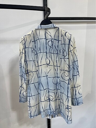 m Beden Vintage Oversize Desenli Yazlık Gömlek