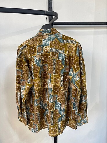 xl Beden Vintage Oversize Desenli Yazlık Gömlek
