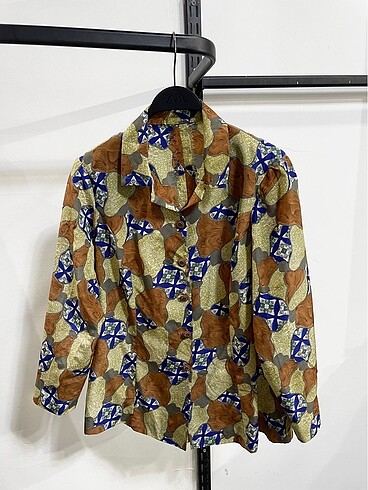 Vintage Oversize Desenli Yazlık Gömlek