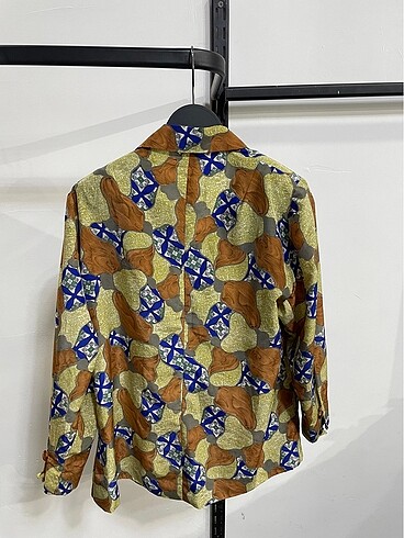 s Beden Vintage Oversize Desenli Yazlık Gömlek