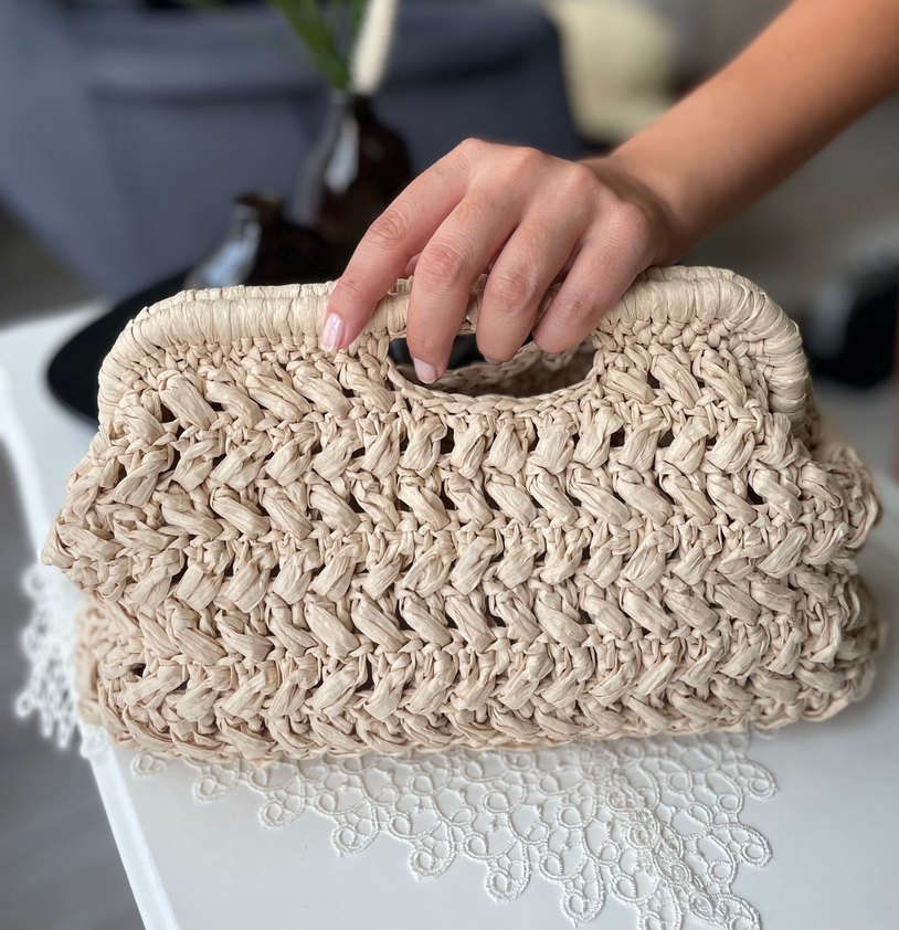 Bej Örgü Kadın El Çantası - Görsel 2