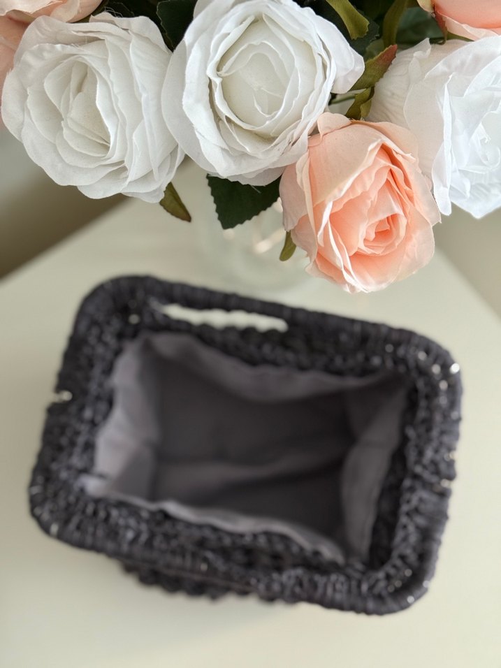 Bohem Gri Örgü Kadın El Çantası - Görsel 2