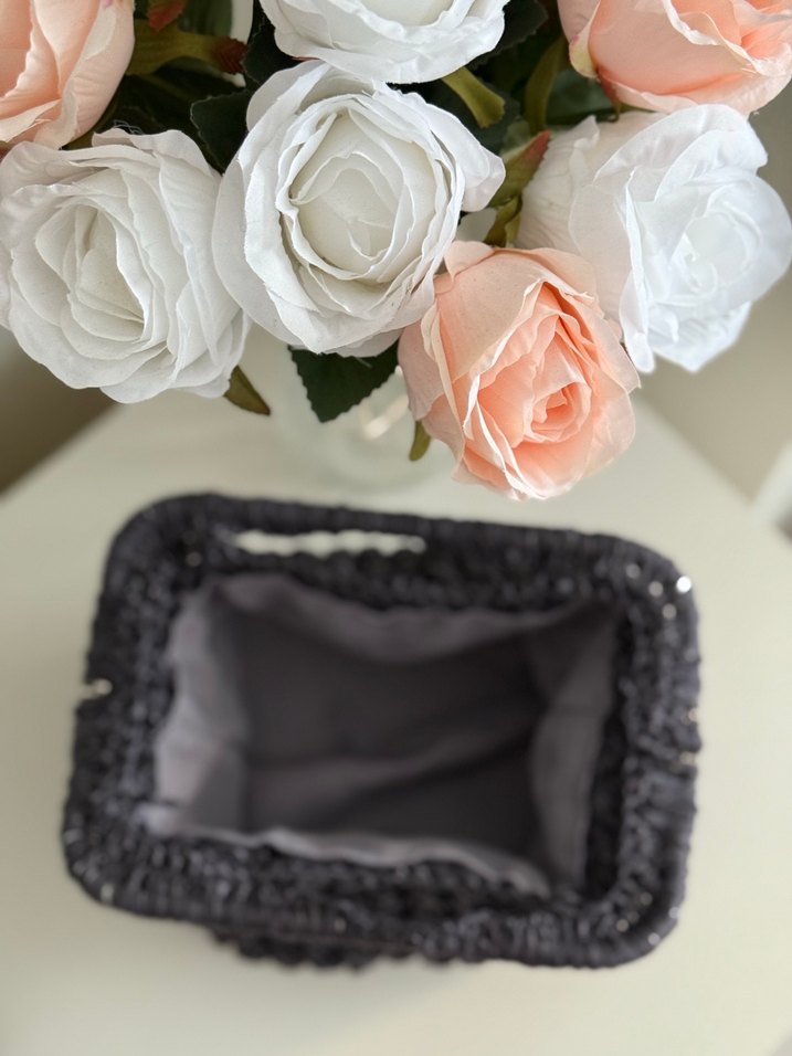 Bohem Gri Örgü Kadın El Çantası - Görsel 5