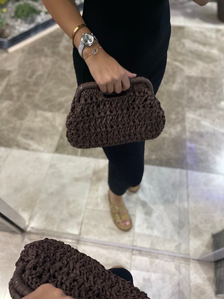 Bohem Örgü Kahverengi Kadın Çanta - Görsel 2