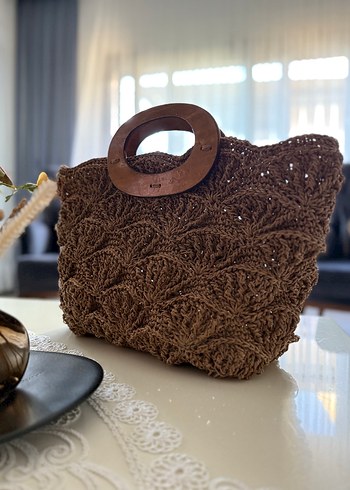 Örgü Bohem Kadın Çanta Kahverengi - Görsel 3