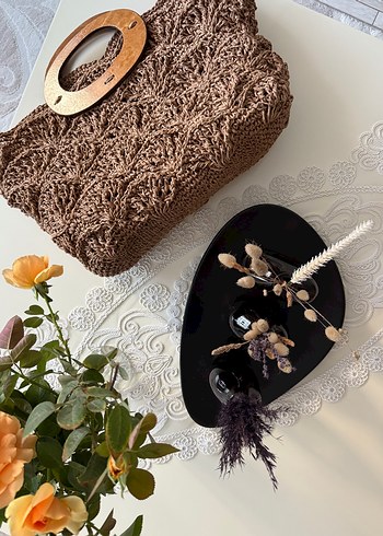 Örgü Bohem Kadın Çanta Kahverengi - Görsel 4