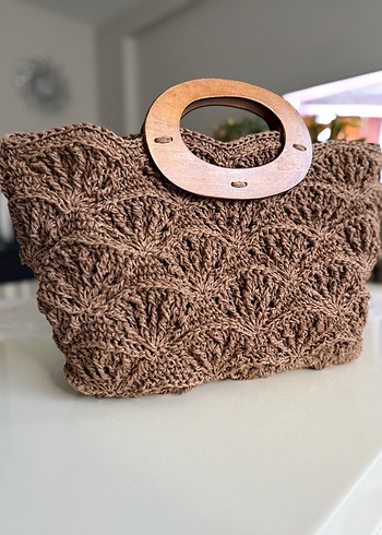 Örgü Bohem Kadın Çanta Kahverengi - Görsel 2