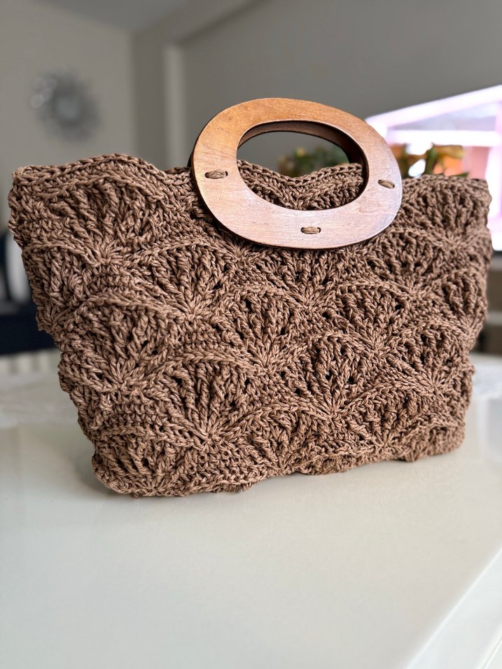 Örgü Bohem Kadın Çanta Kahverengi - Görsel 2