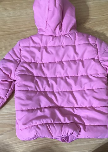 Kız Çocuk Pembe Kapüşonlu Fermuarlı Mont - Görsel 2