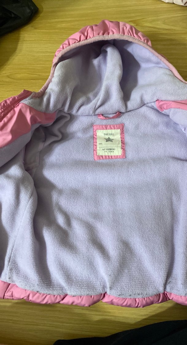 Kız Çocuk Pembe Kapüşonlu Fermuarlı Mont - Görsel 3