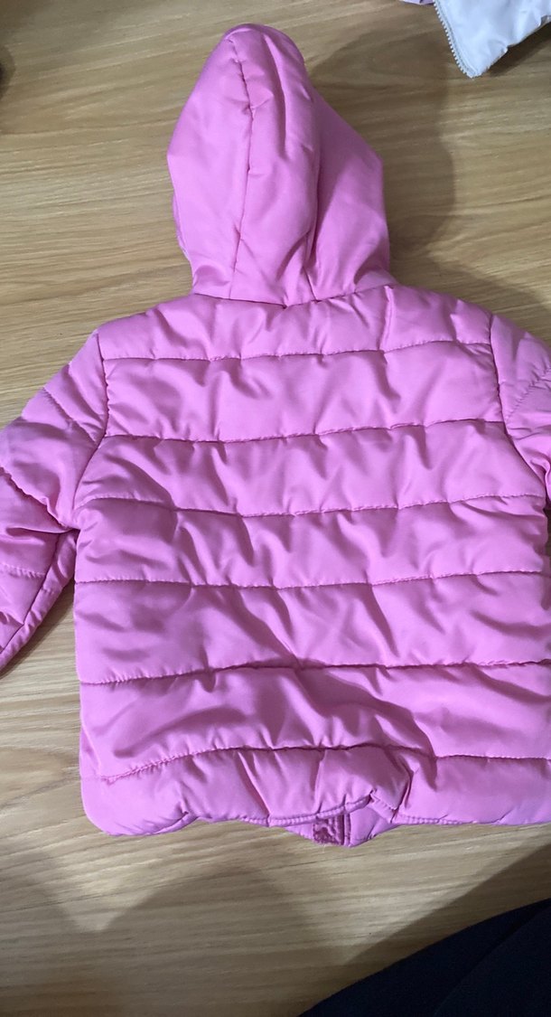 Kız Çocuk Pembe Kapüşonlu Fermuarlı Mont - Görsel 2