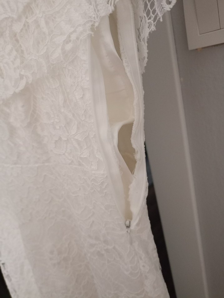 Beyaz Uzun Gelinlik dış çekim elbisesi - Görsel 3