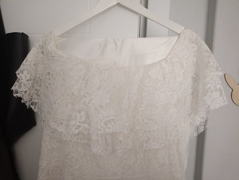 Beyaz Uzun Gelinlik dış çekim elbisesi - Görsel 2