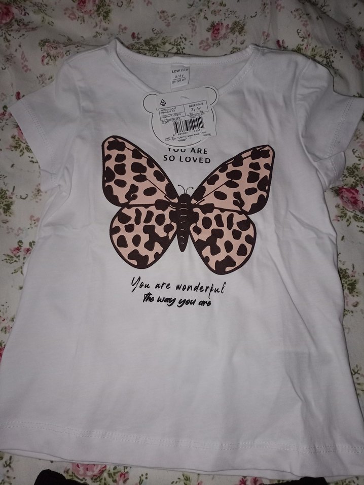 Kelebek Baskılı Kız Bebek Kısa Kollu Takım - Görsel 2