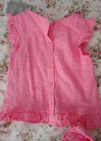 Pembe Fırfırlı Kolsuz Bebek Kıyafet Seti - Görsel 3