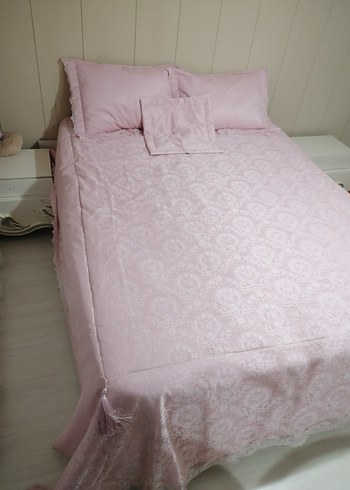 Pastel Pembe Düz Desen Yatak Örtüsü - Görsel 4