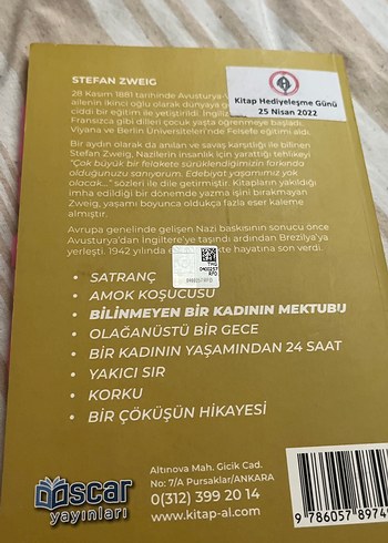  Bilinmeyen Bir Kadının Mektubu - Stefan Zweig