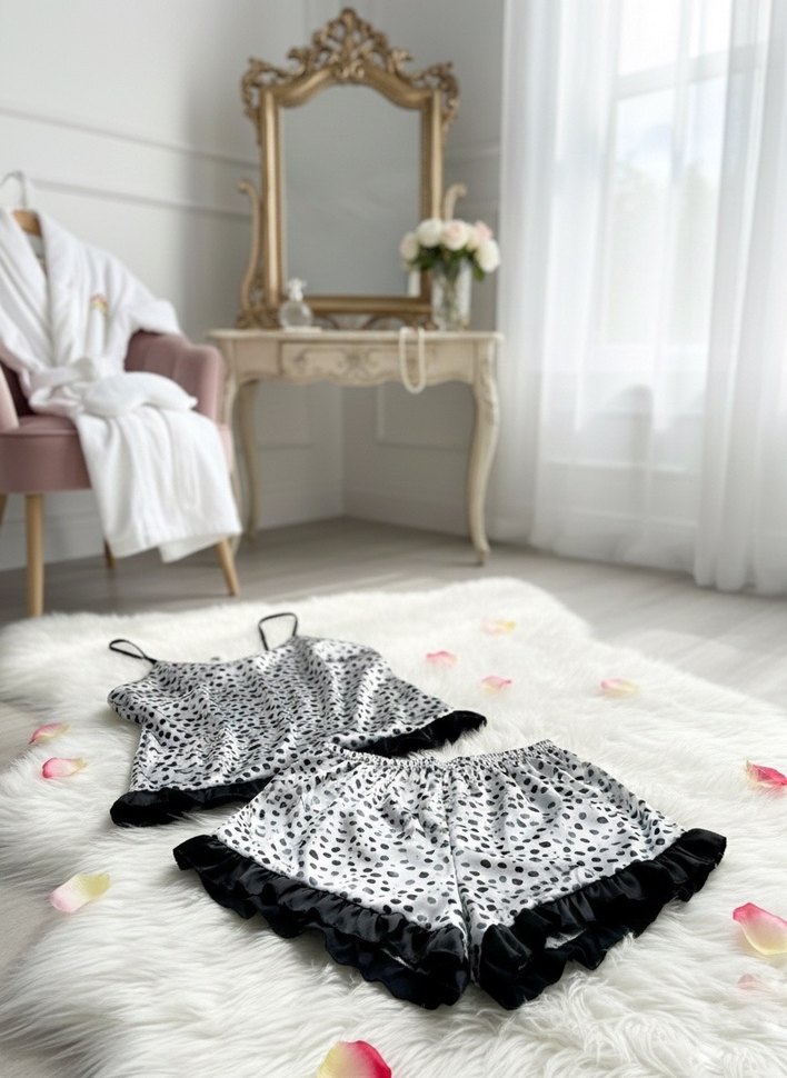 Gri Zebra Desenli Askılı Mini Pijama Takımı - Görsel 5