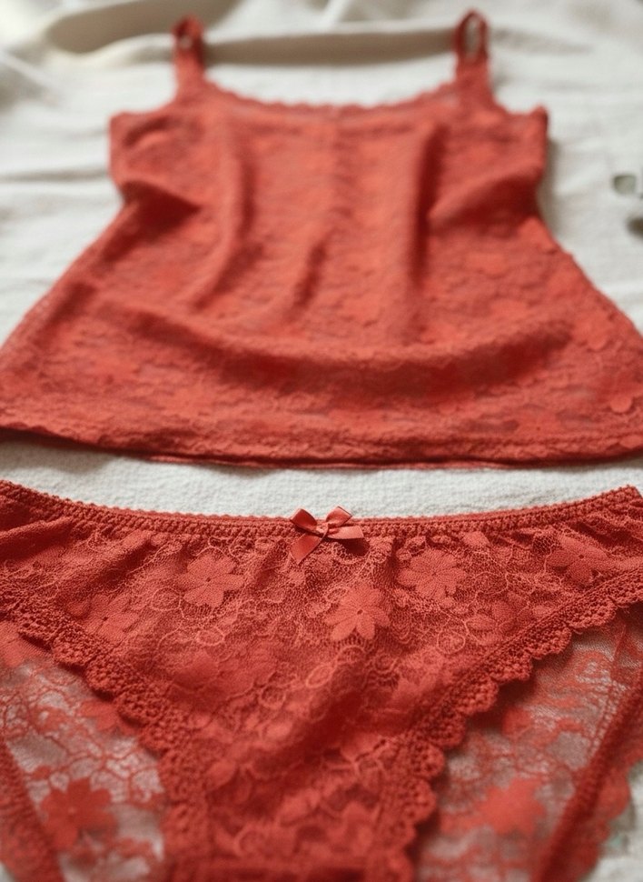 Kırmızı Dantelli Midi Kadın İç Giyim Seti - Görsel 2