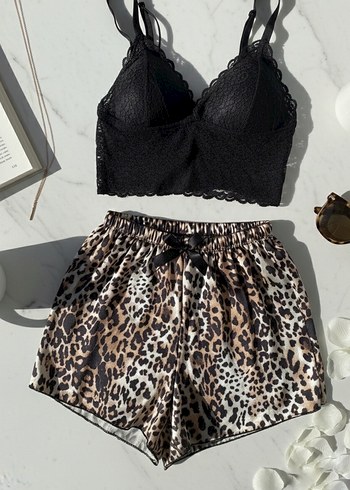 Leopar Desenli Mini Kadın Pijama Takımı - Görsel 3